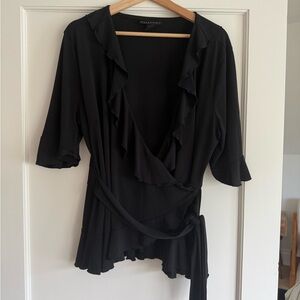 Draper James | Black Ruffled Wrap Top | Size XXL